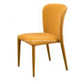 Italian minimalist yellow velvet saddle leather chairs